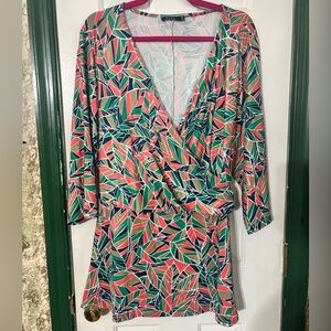 Colorful wrap style peplum top